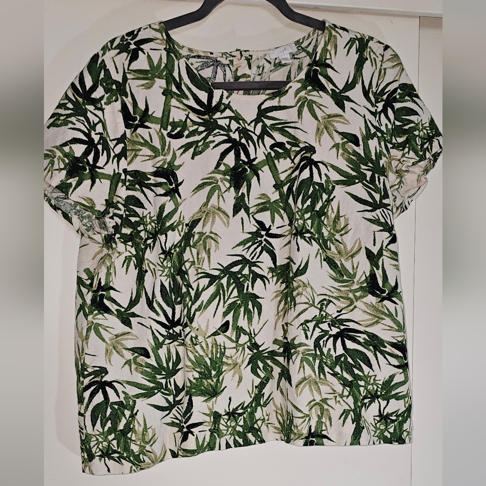 Linen pants and  bamboo pattern linen top